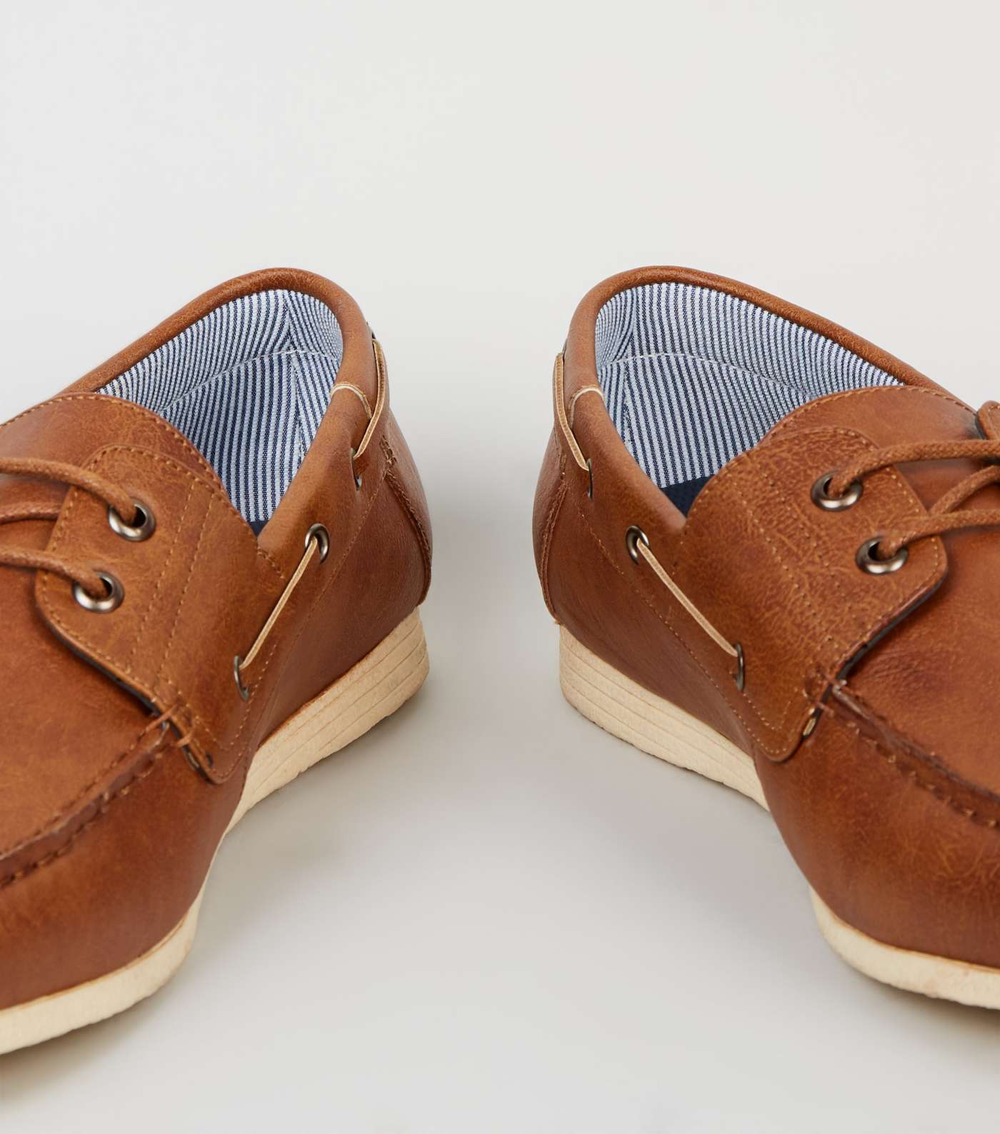 Tan Leather-Look Boat Shoes Image 3