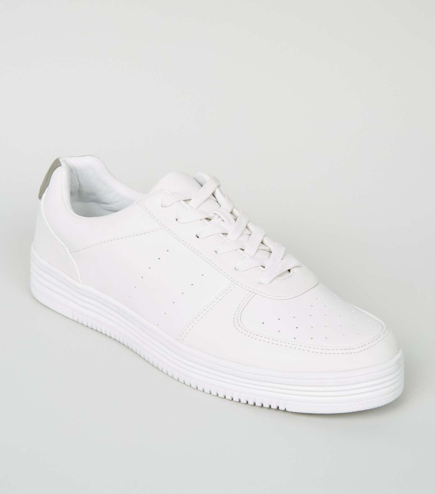 White Leather-Look Perforated Trainers  Image 2