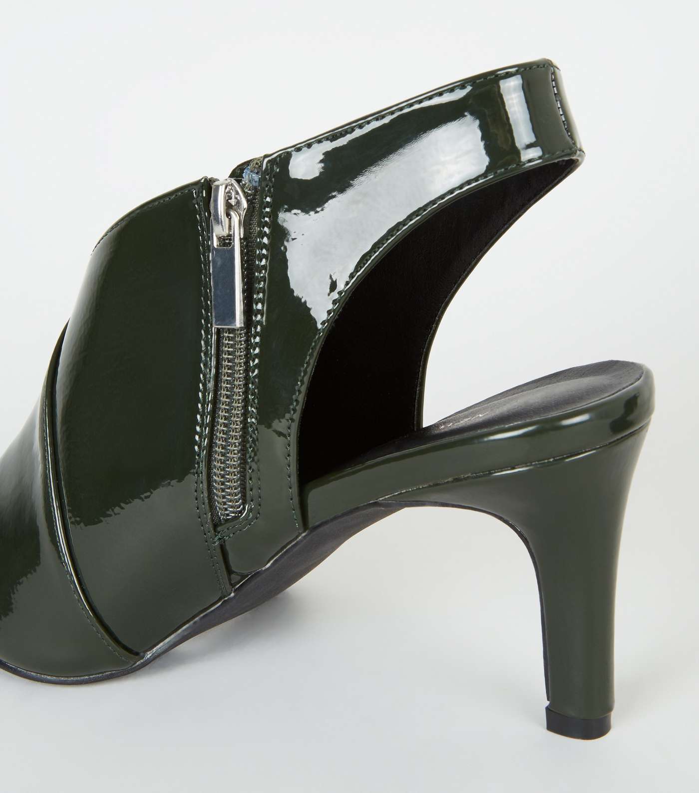 Khaki Patent Wrap Side Shoe Boots Image 4