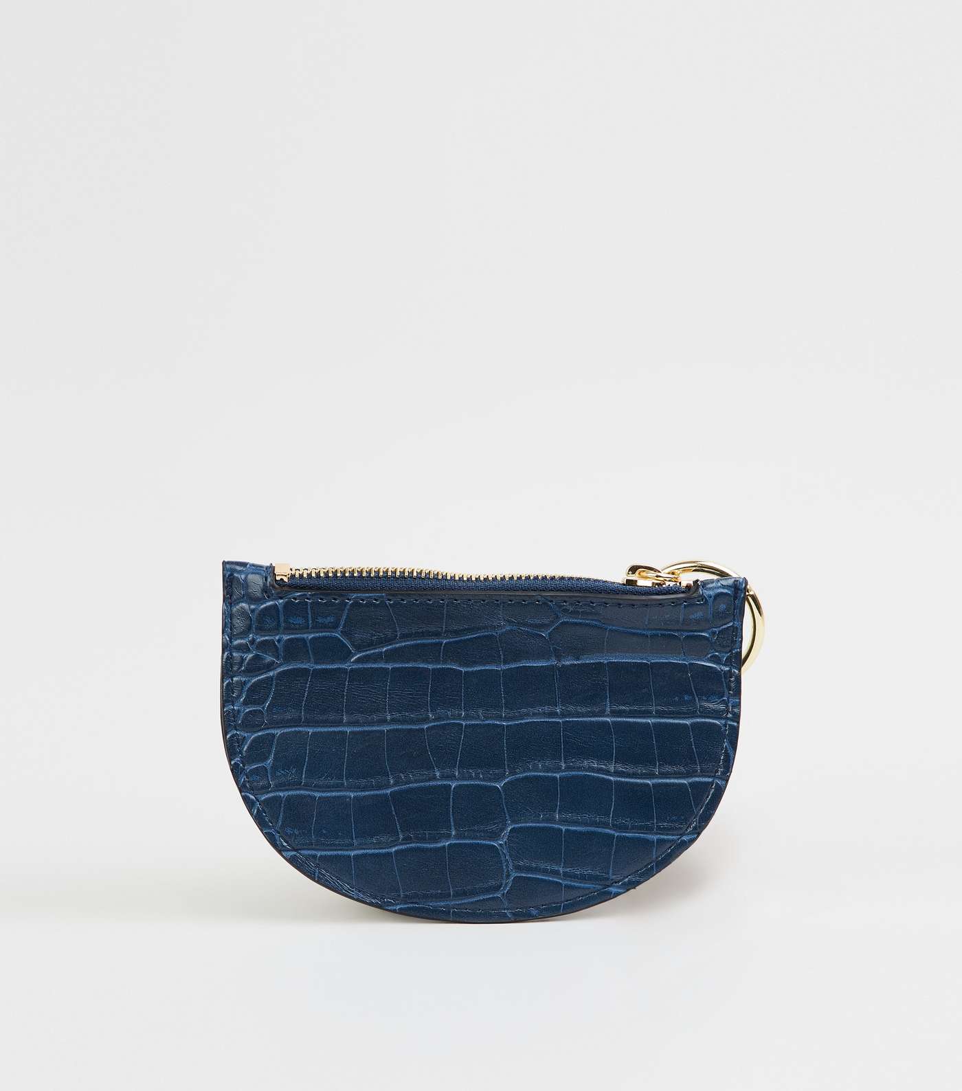 Navy Faux Croc Ring Zip Coin Purse Image 3