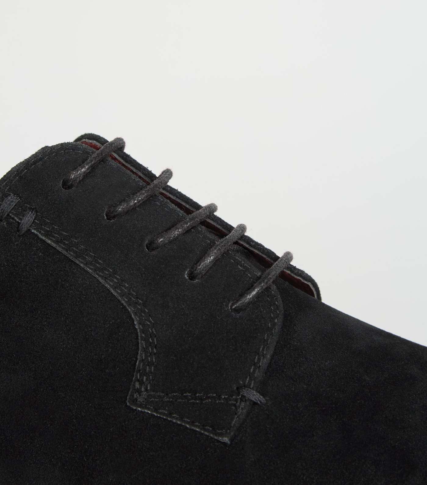Black Suedette Lace Up Derby Shoes Image 4