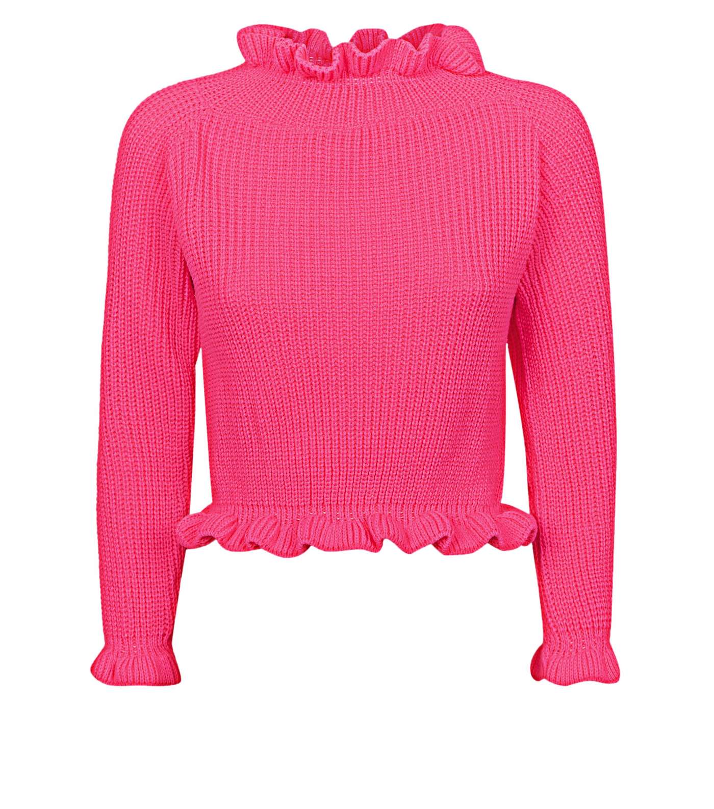Cameo Rose Pink Frill Trim Cropped Jumper Image 4