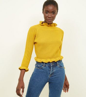 Cropped mustard jumper hotsell