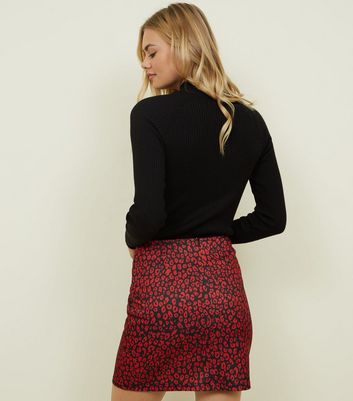 new look red leopard print skirt