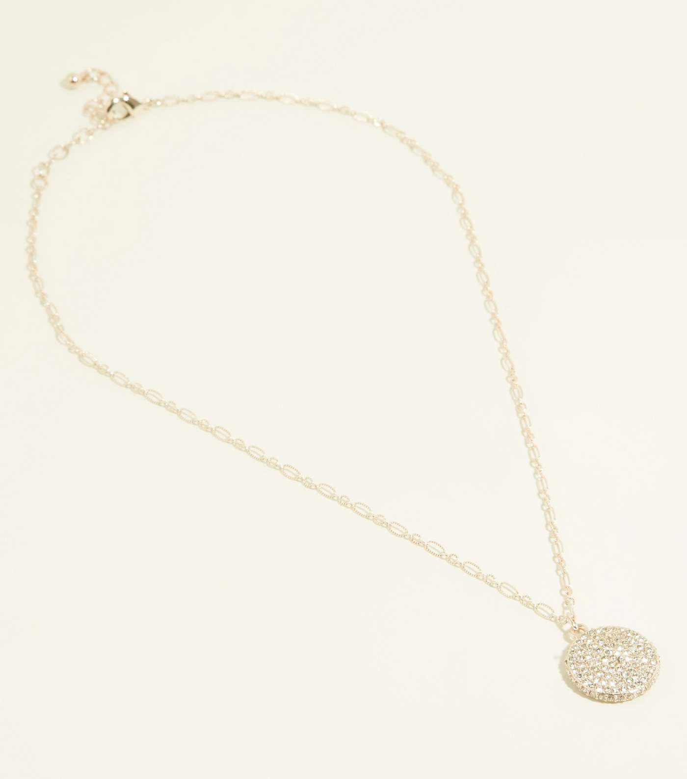 Rose Gold Diamanté Disc Pendant Necklace