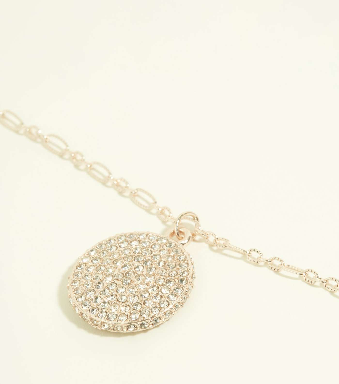 Rose Gold Diamanté Disc Pendant Necklace Image 3