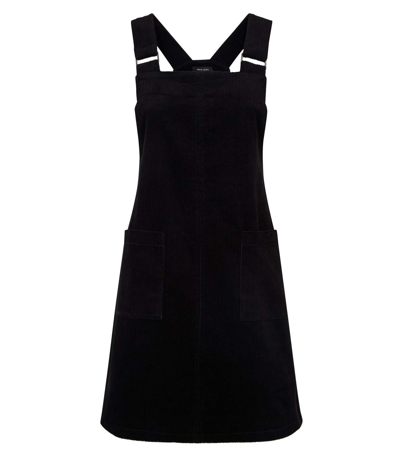 Black Corduroy Square Buckle Pinafore Dress Image 4