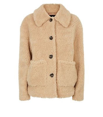 New look button front coat in beige online