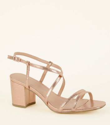 Wide Fit Rose Gold Shimmer Strappy 