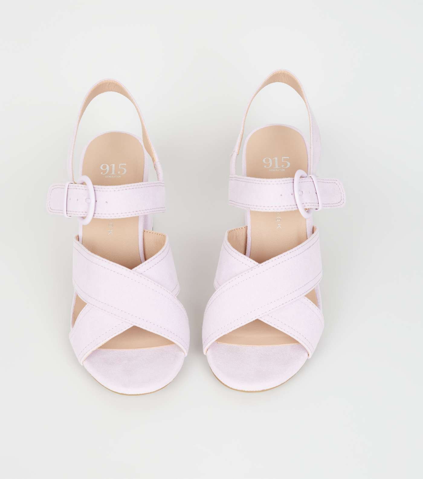 Girls Lilac Suedette Block Heel Sandals Image 4