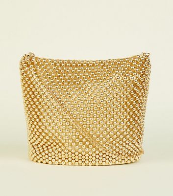 Gold Beaded Bucket Bag | New Look