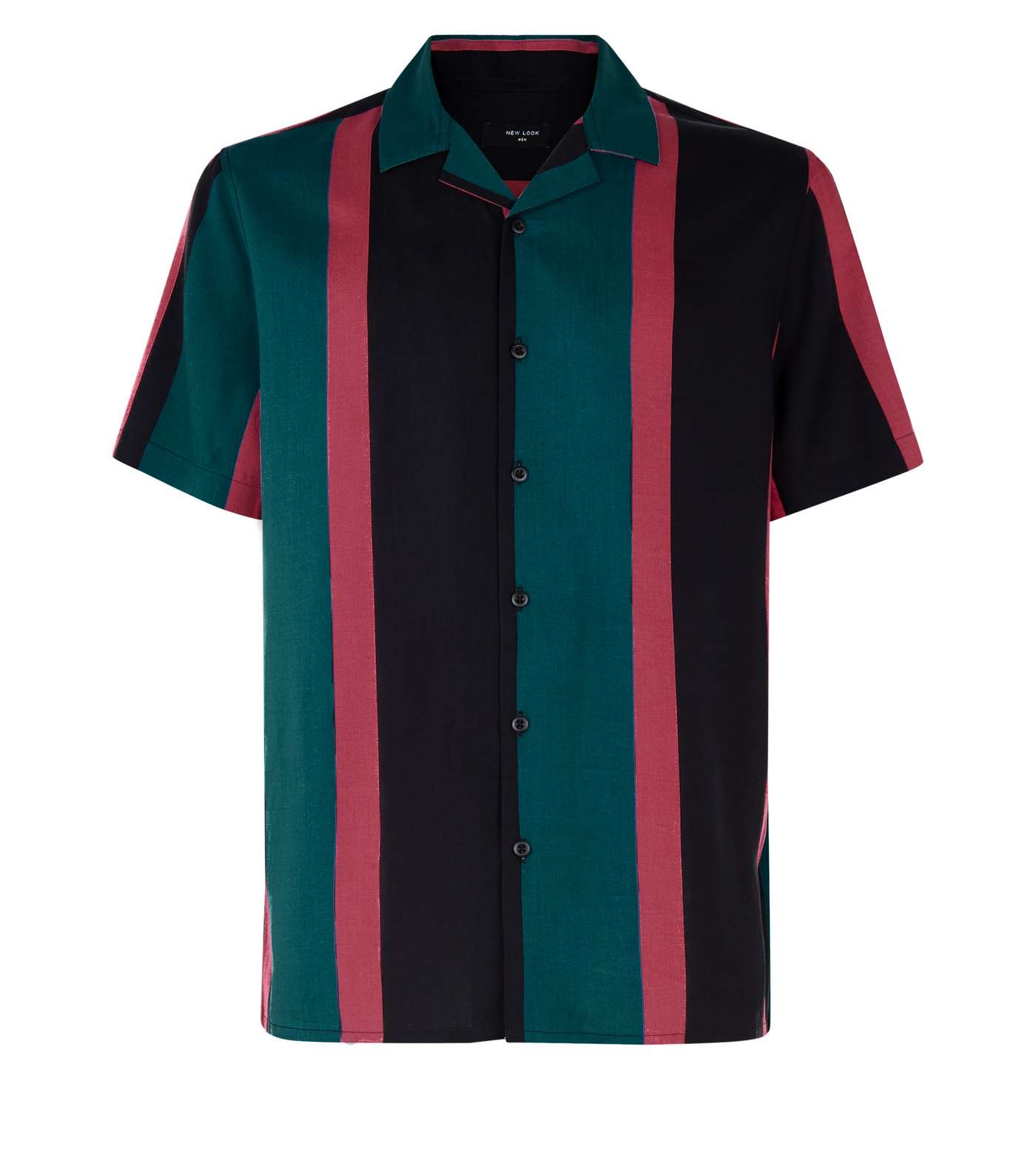 Black Vertical Stripe Revere Collar Shirt Image 4