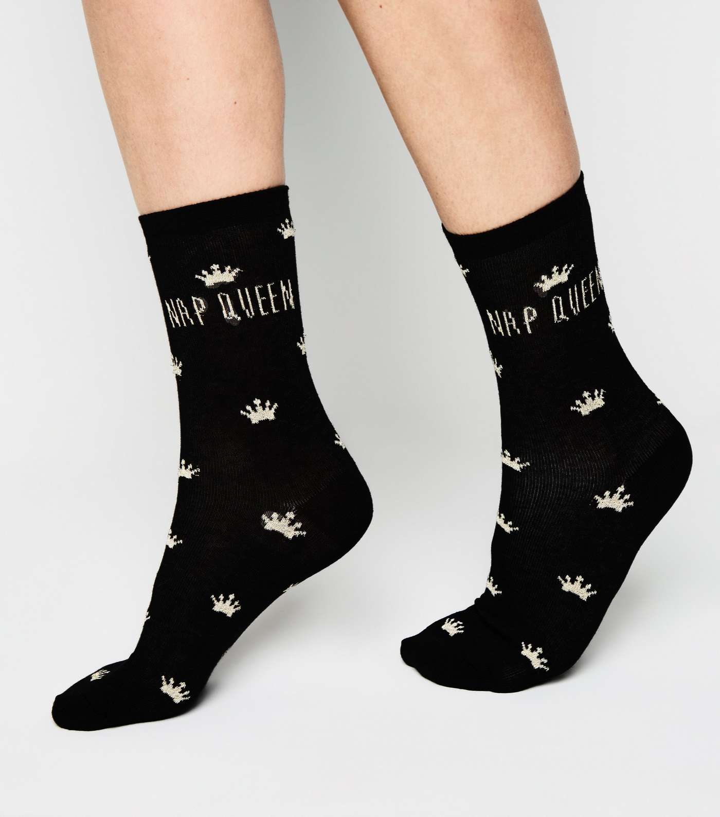 Black Crown Print Nap Queen Socks Image 2