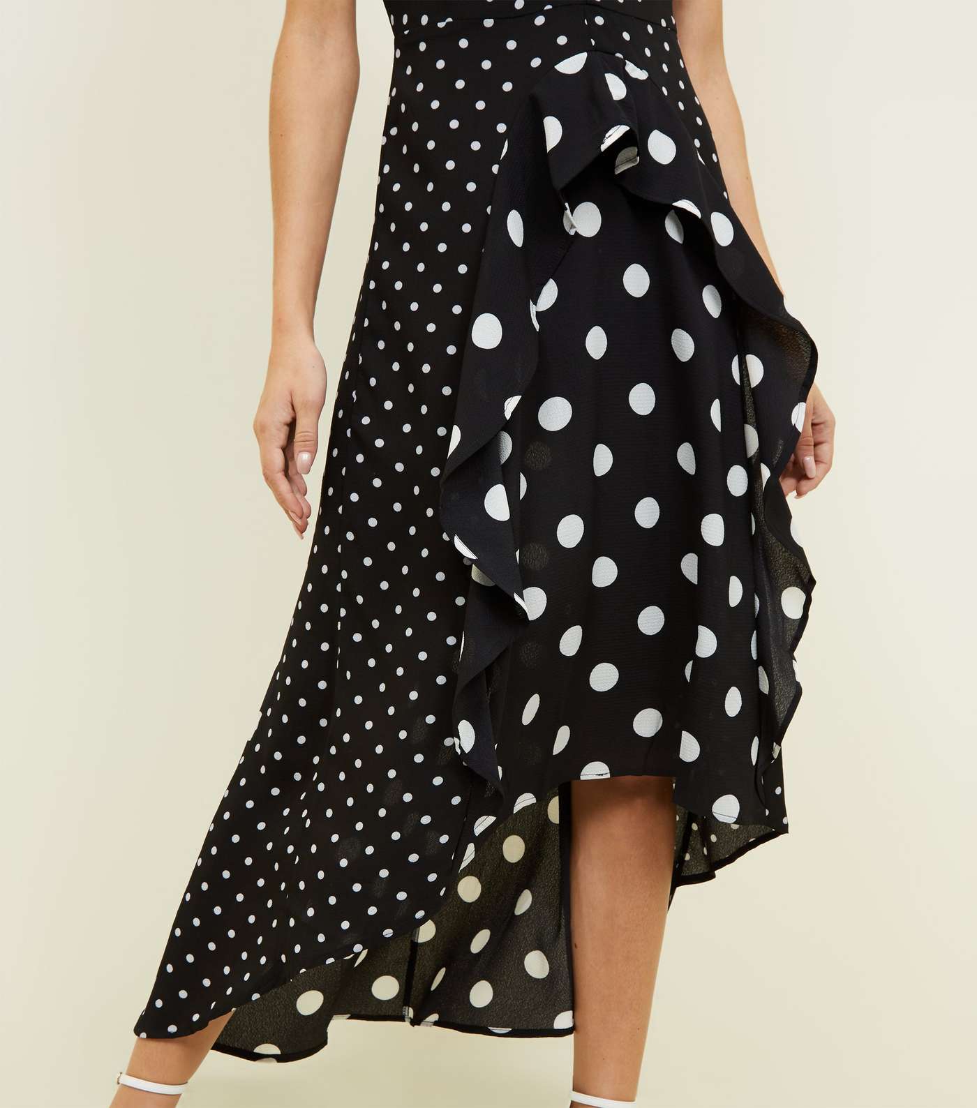 AX Paris Black Spot Print Frill Midi Dress  Image 5