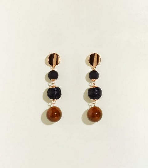 Earrings Stud Cross Long Tel New Look Wanted Brown Mixed Orb Drop Earrings