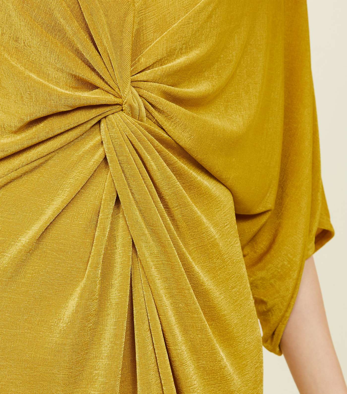 Yellow Kimono Sleeve Twist Front Midi Dress Image 5