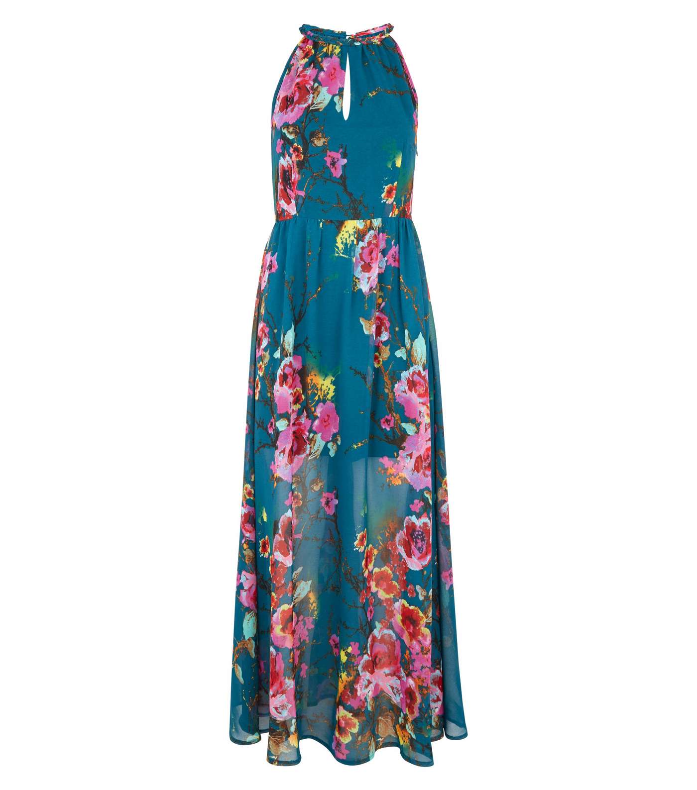 Blue Vanilla Green Floral Halterneck Maxi Dress Image 4
