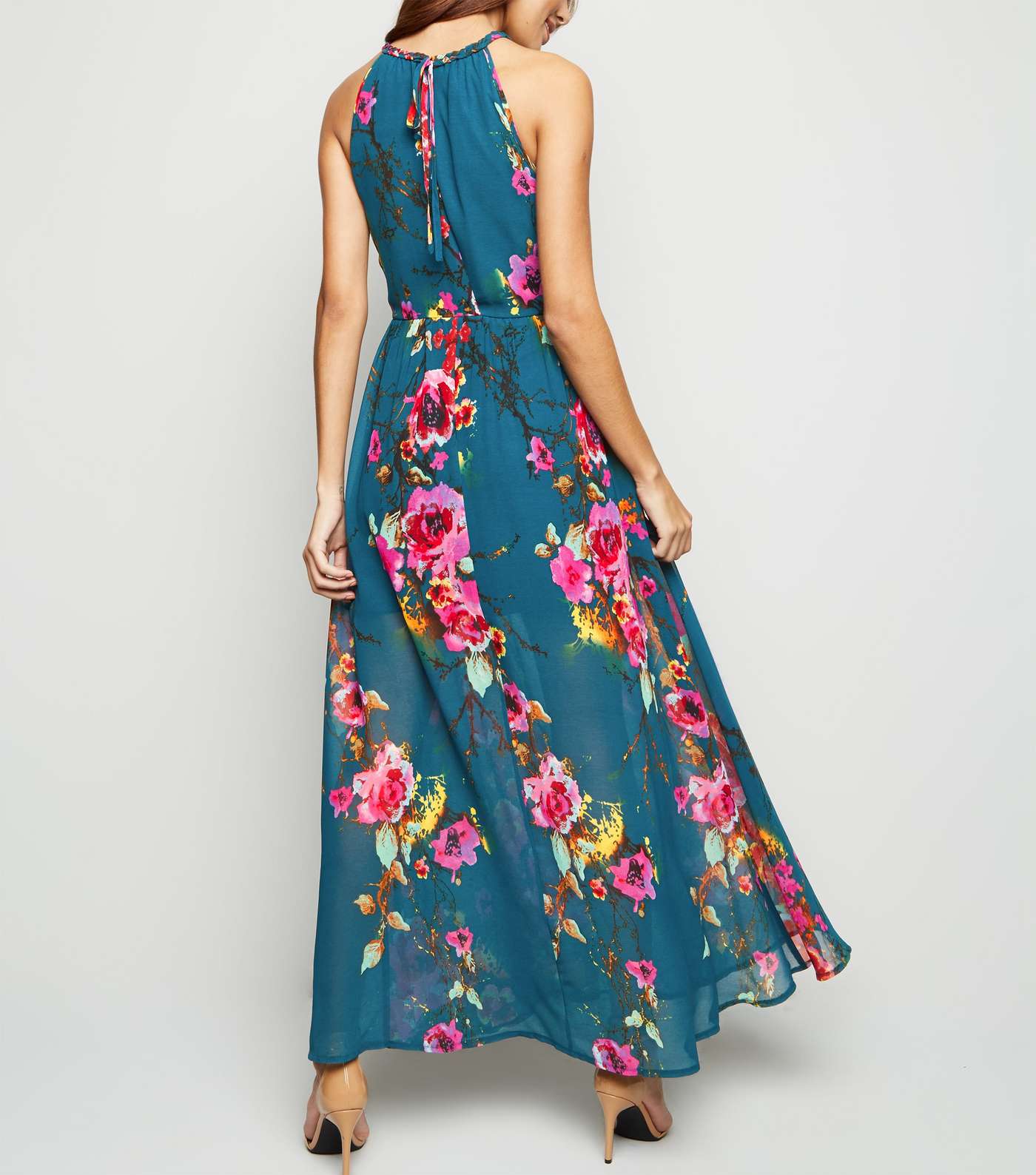Blue Vanilla Green Floral Halterneck Maxi Dress Image 2