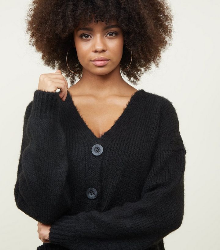 Prompt Peculiar Civic Black Button Up Oversized Cardigan | New Look