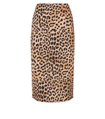 Brown Leopard Print Pencil Midi Skirt New Look