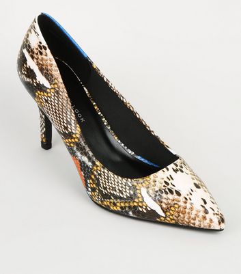 wide fit snake print heels