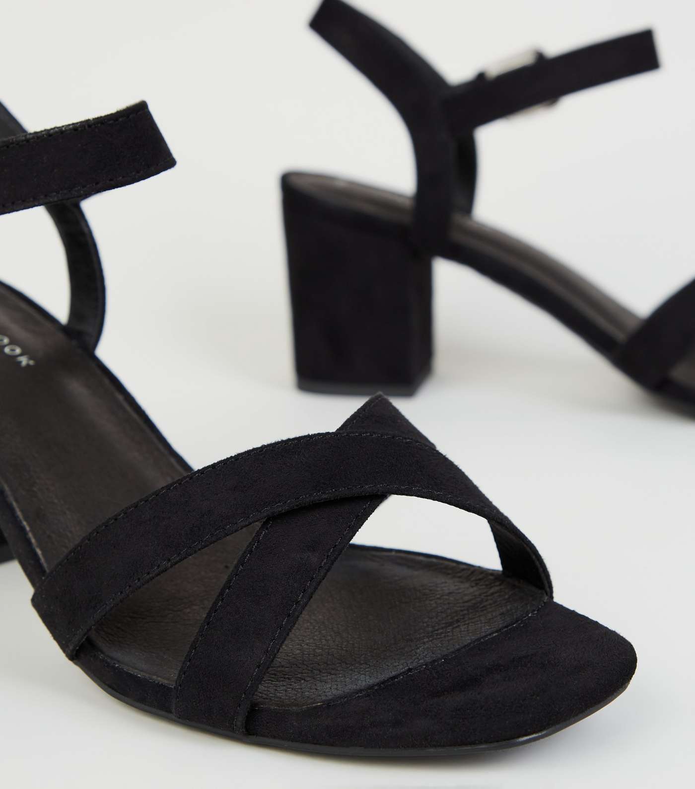 Black Comfort Flex Low Block Heel Sandals Image 3
