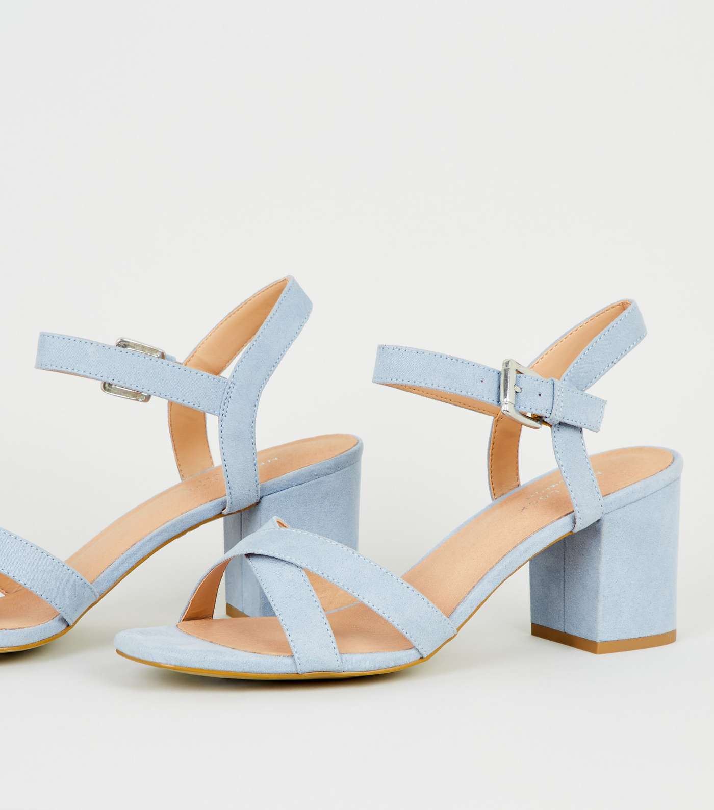 Pale Blue Comfort Flex Low Block Heel Sandals Image 4