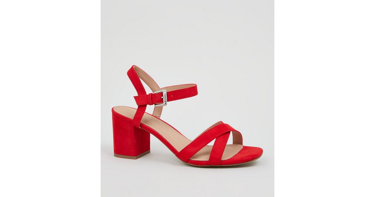 Red Comfort Flex Low Block Heel Sandals | New Look