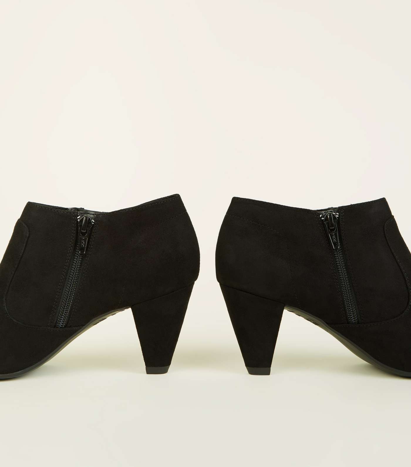 Black Suedette Cone Heel Boots Image 4