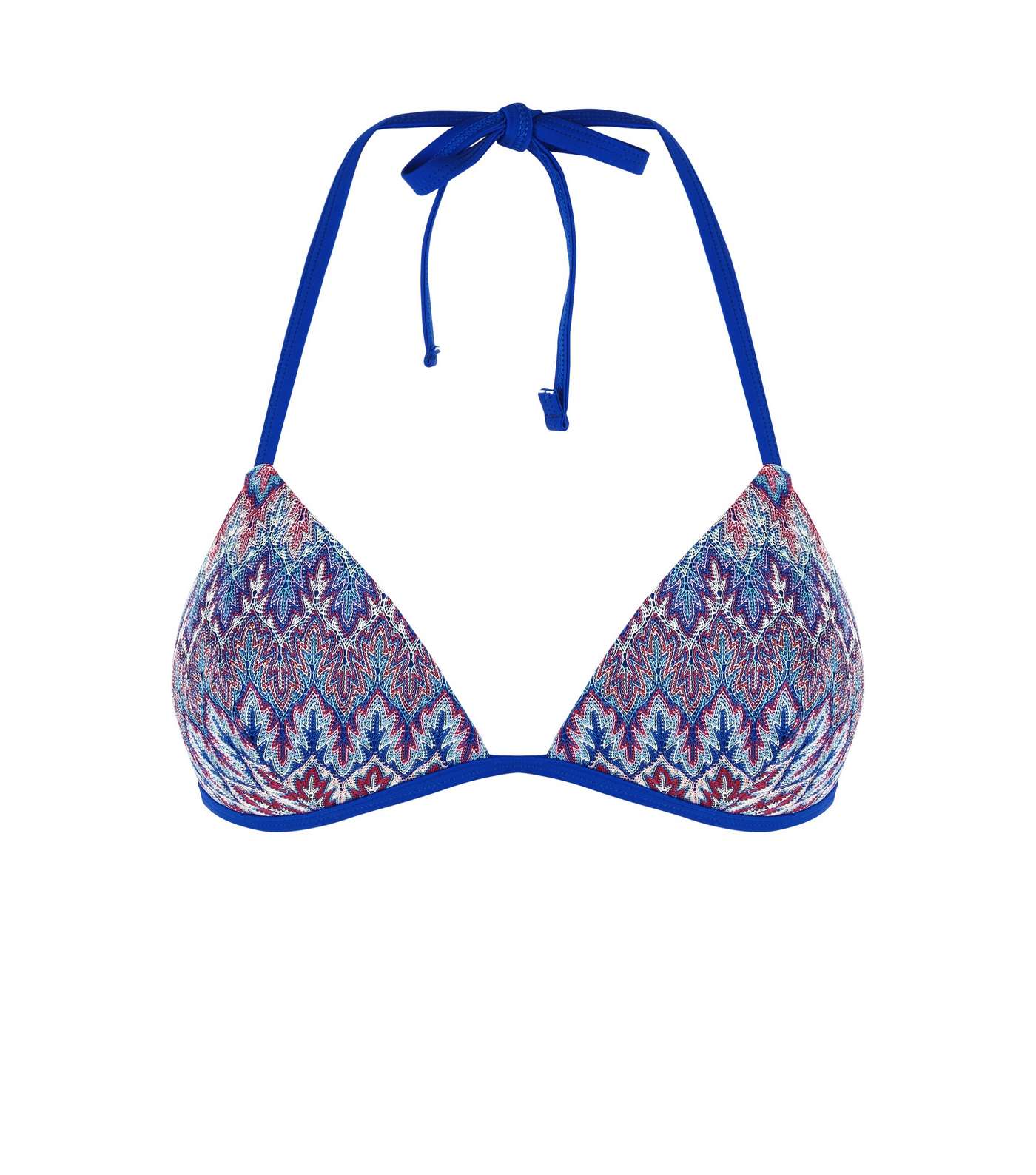 Blue Zig Zag Crochet Triangle Bikini Top  Image 4