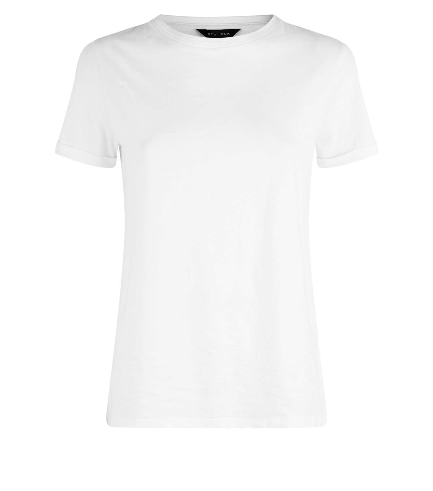 White Organic Cotton Roll Sleeve T-Shirt  Image 4
