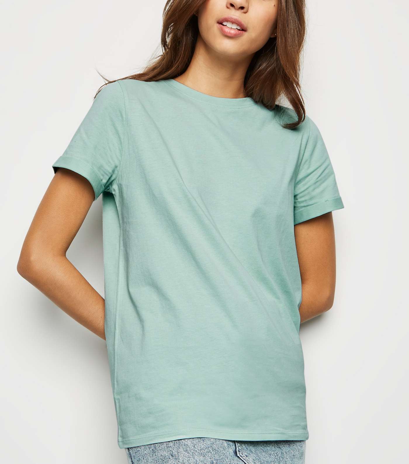 Mint Organic Cotton Roll Sleeve T-Shirt