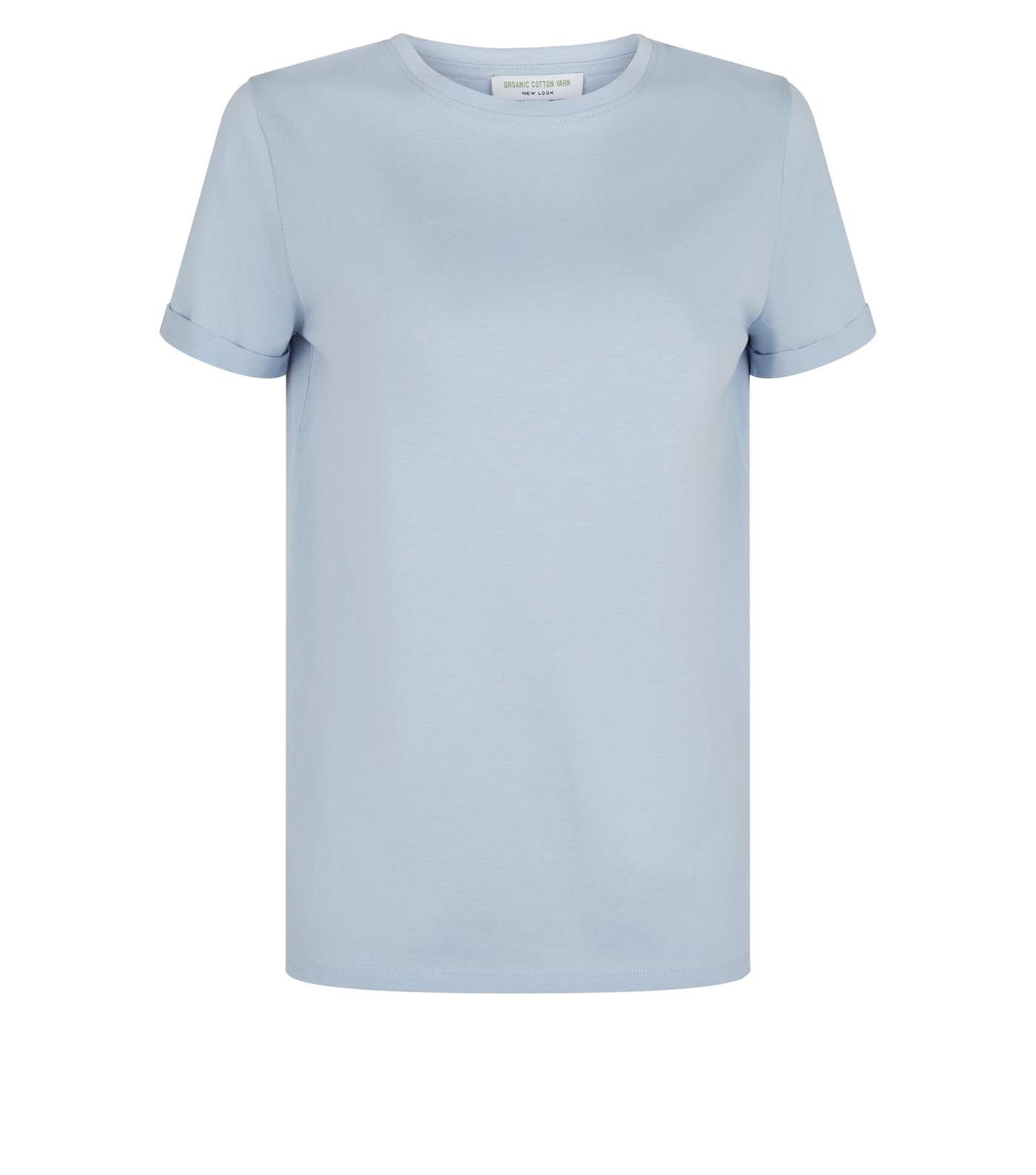 Blue Organic Cotton Roll Sleeve T-Shirt  Image 4