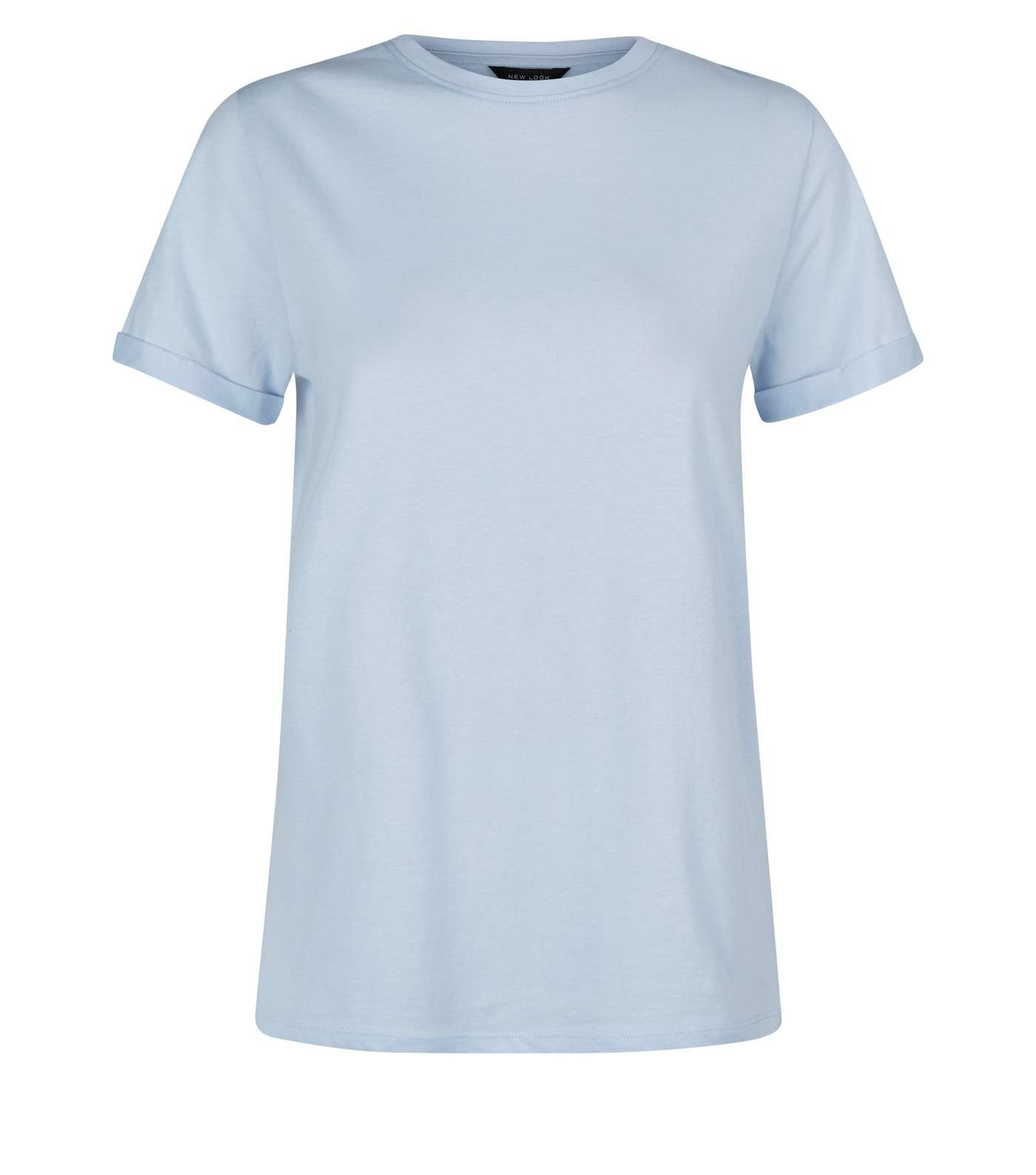 Pale Blue Organic Cotton Roll Sleeve T-Shirt  Image 4