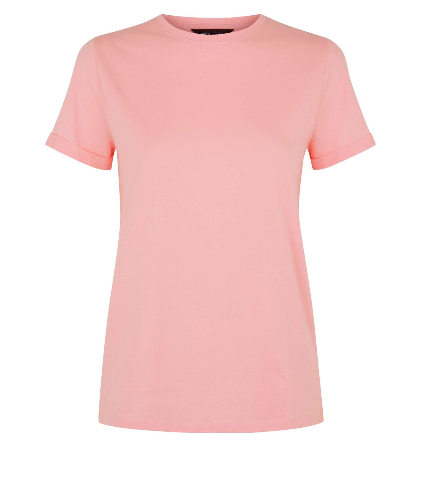 Pink Cotton Roll Sleeve T-Shirt  Image 4