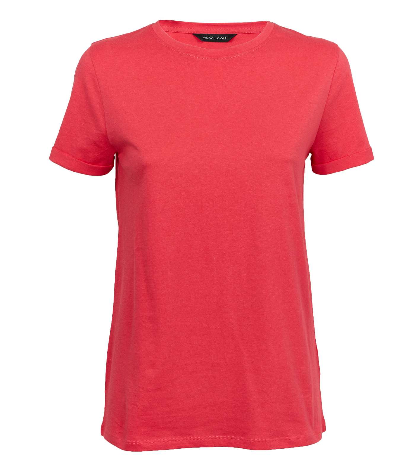 Deep Pink Organic Cotton Roll Sleeve T-Shirt  Image 4