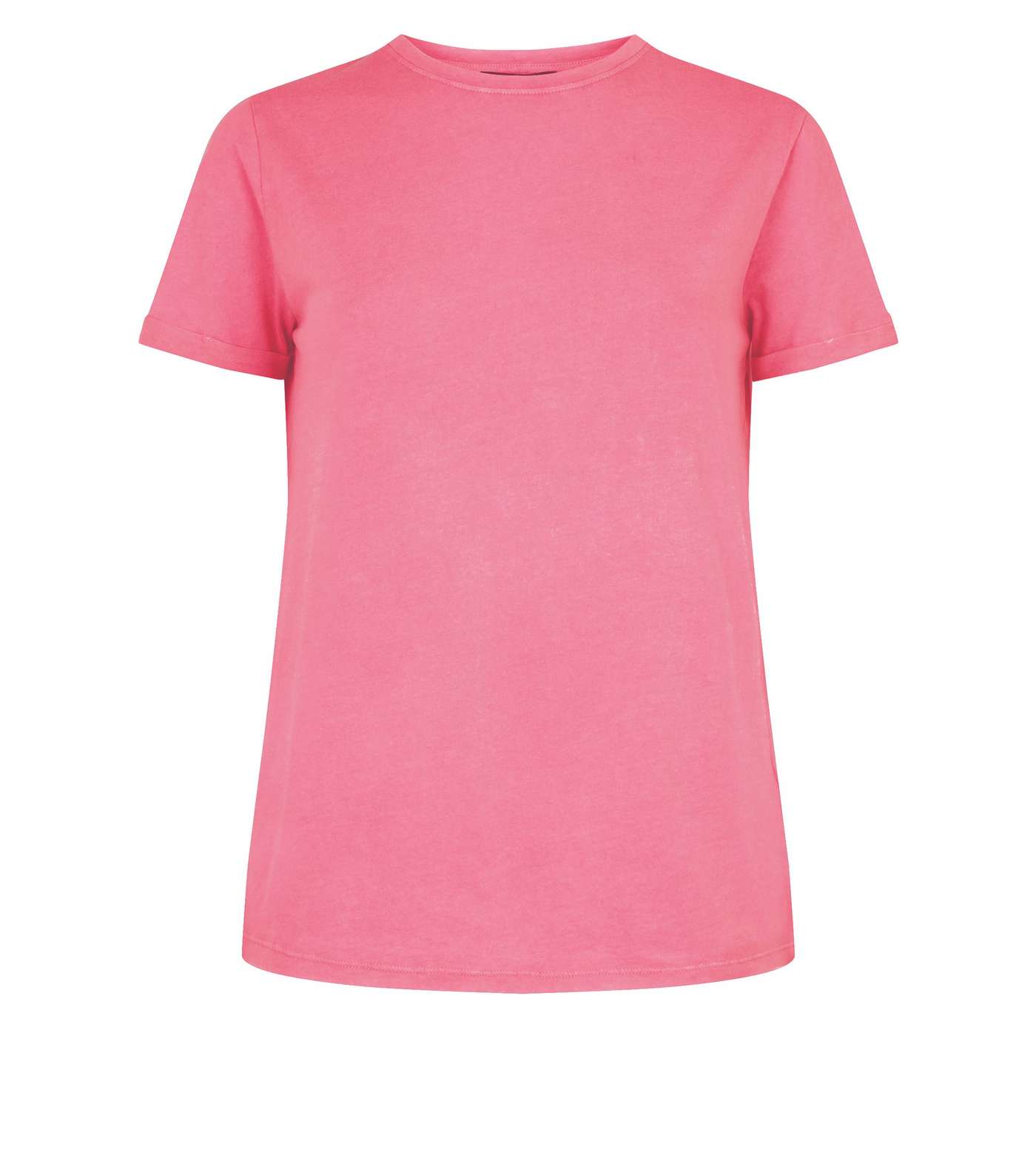Bright Pink Organic Cotton Roll Sleeve T-Shirt  Image 4