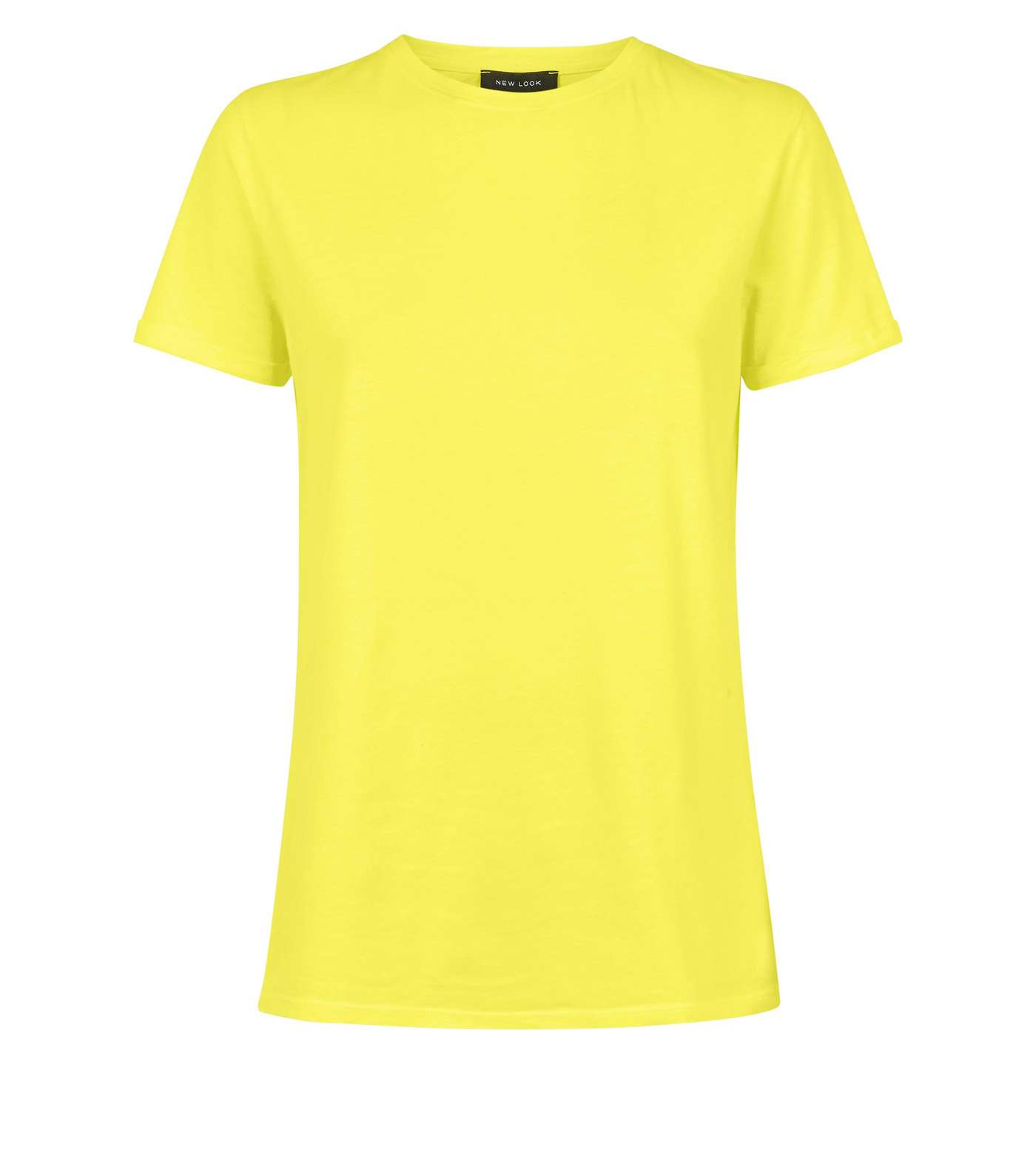Yellow Neon Cotton Roll Sleeve T-Shirt Image 4