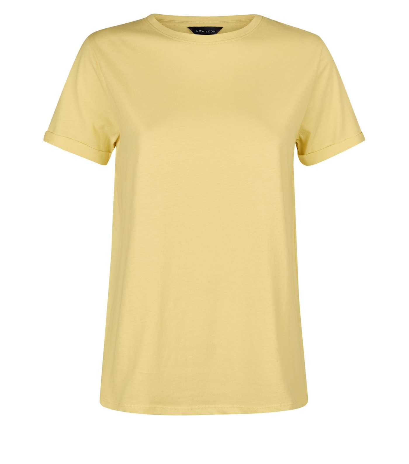 Pale Yellow Organic Cotton Roll Sleeve T-Shirt  Image 4