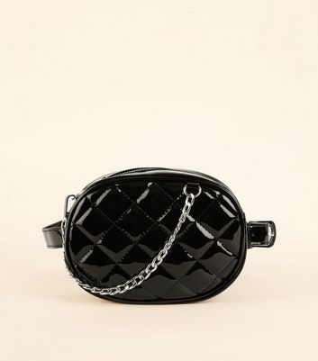 black patent bum bag