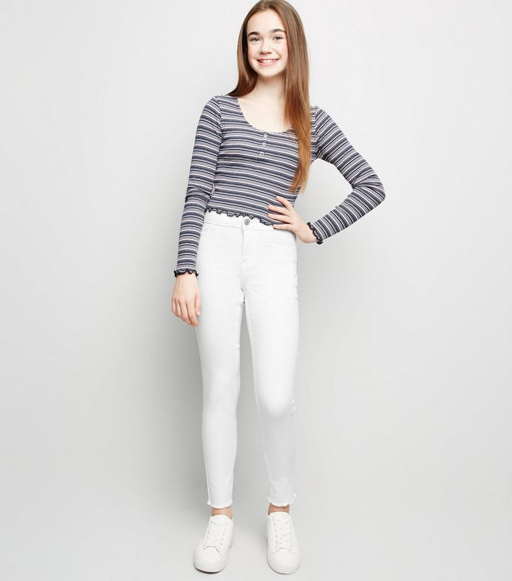 Girls White High Waist Super Skinny Jeans New Look