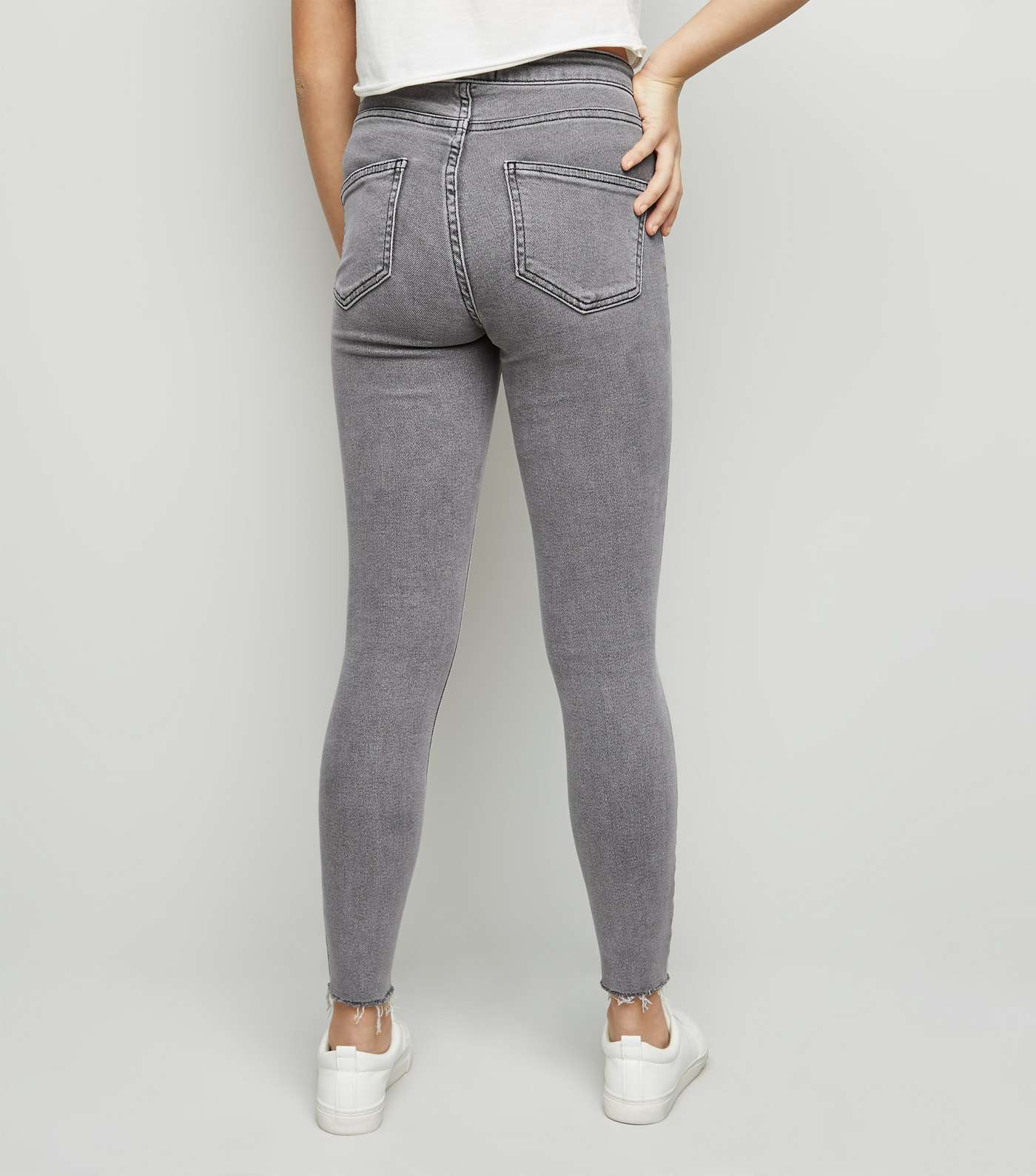 Girls Grey Ripped High Rise Skinny Jeans  Image 3