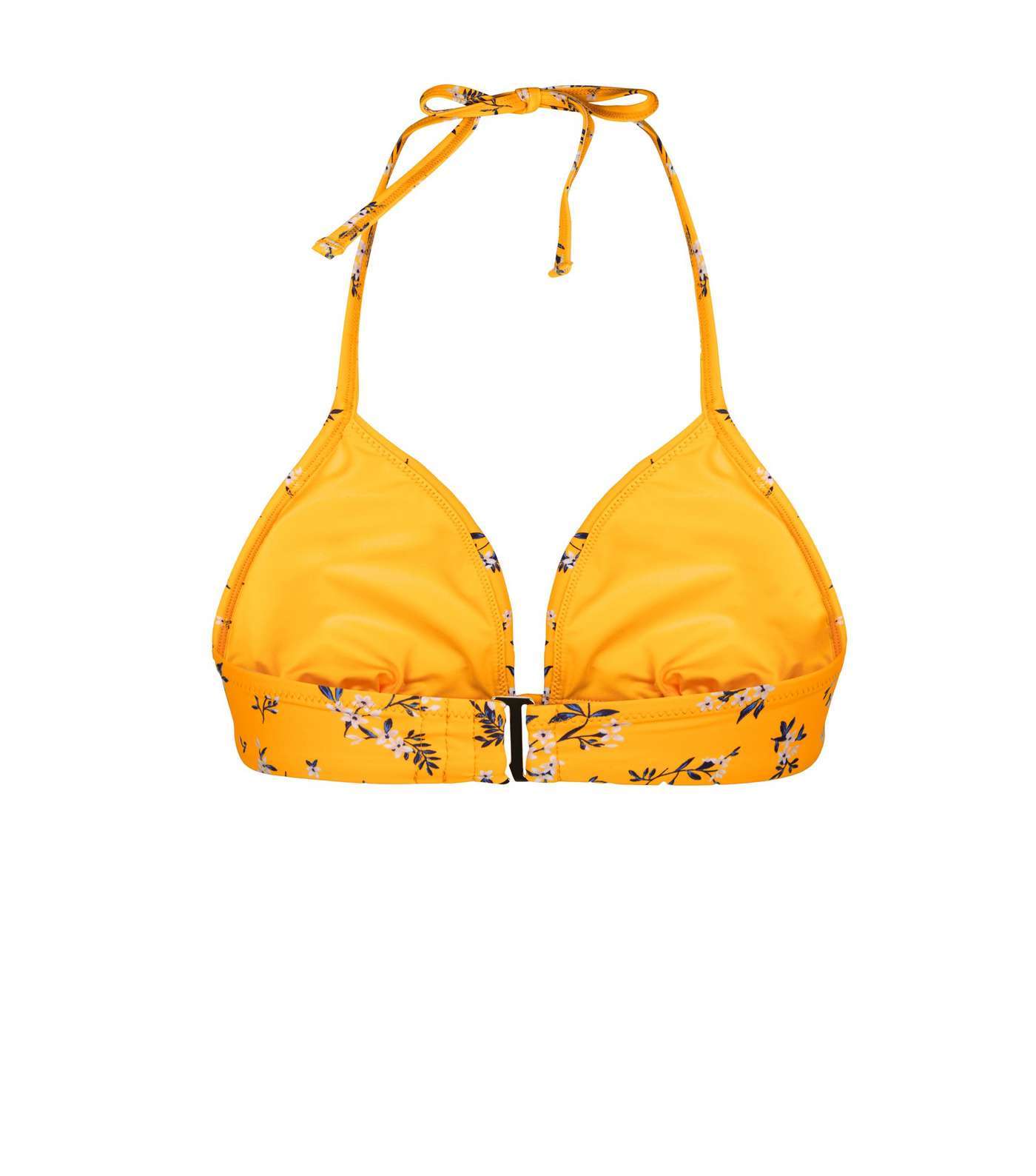 Yellow Ditsy Floral Longline Triangle Bikini Top Image 5