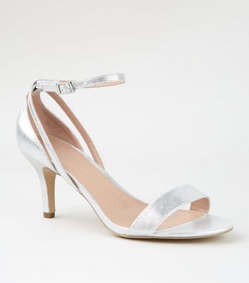 silver shoes low heel wide fit