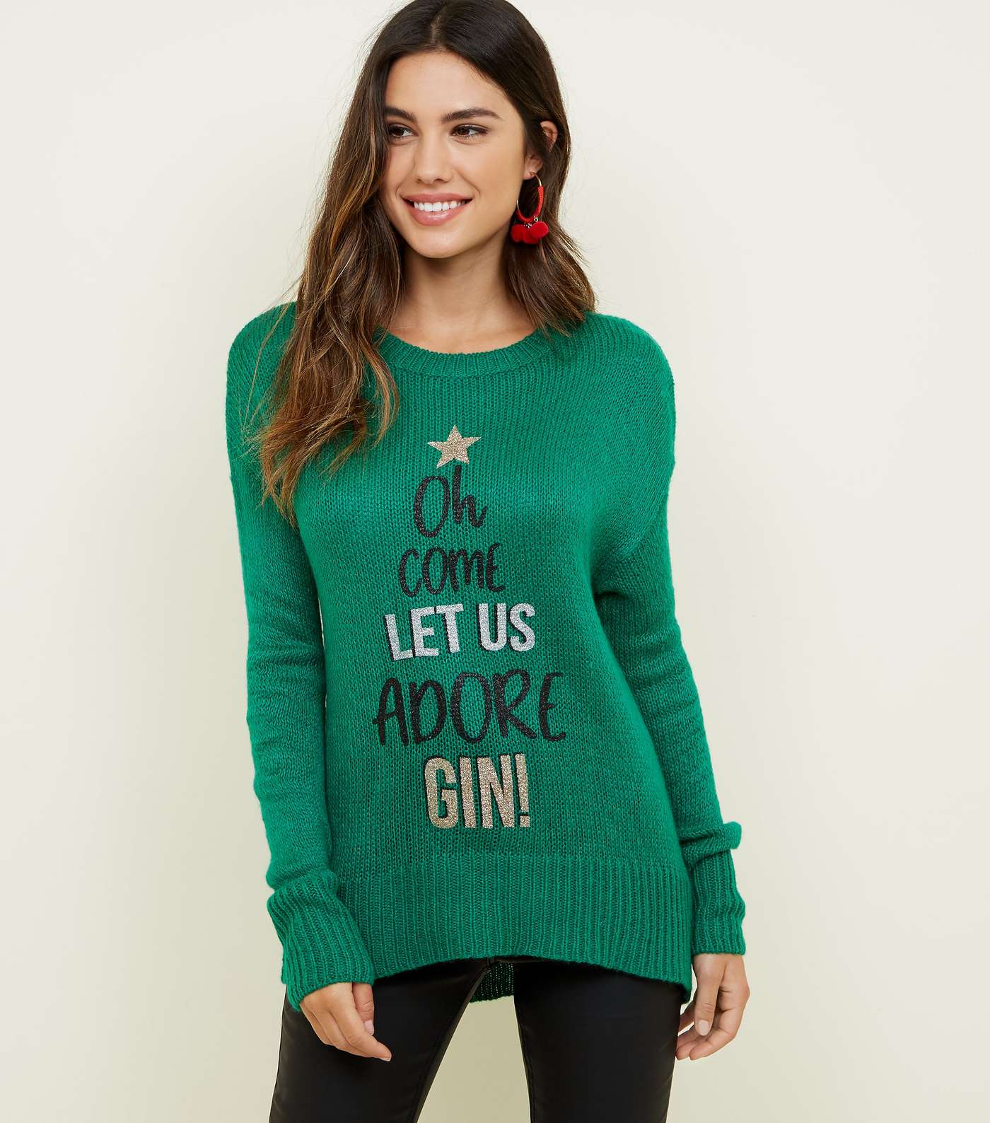 Green Adore Gin Slogan Christmas Jumper