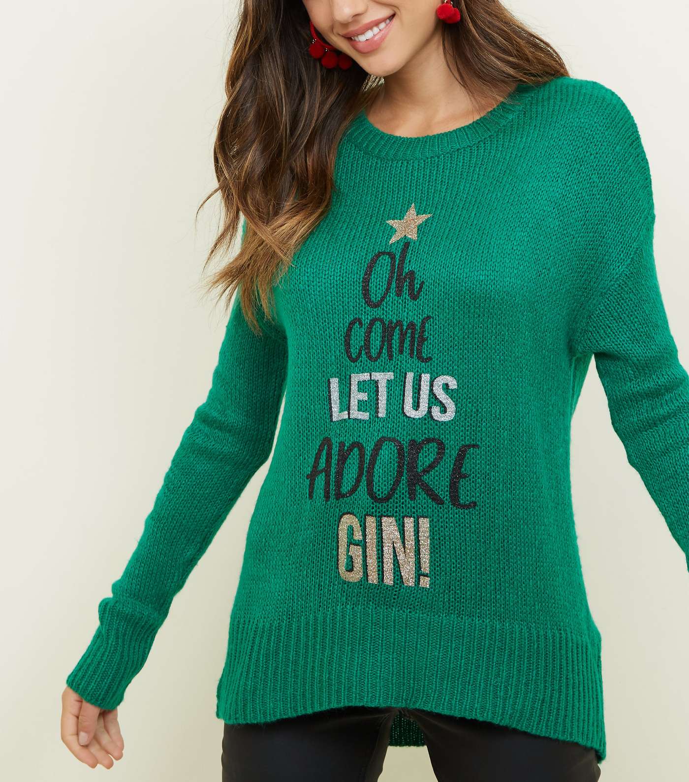 Green Adore Gin Slogan Christmas Jumper Image 5