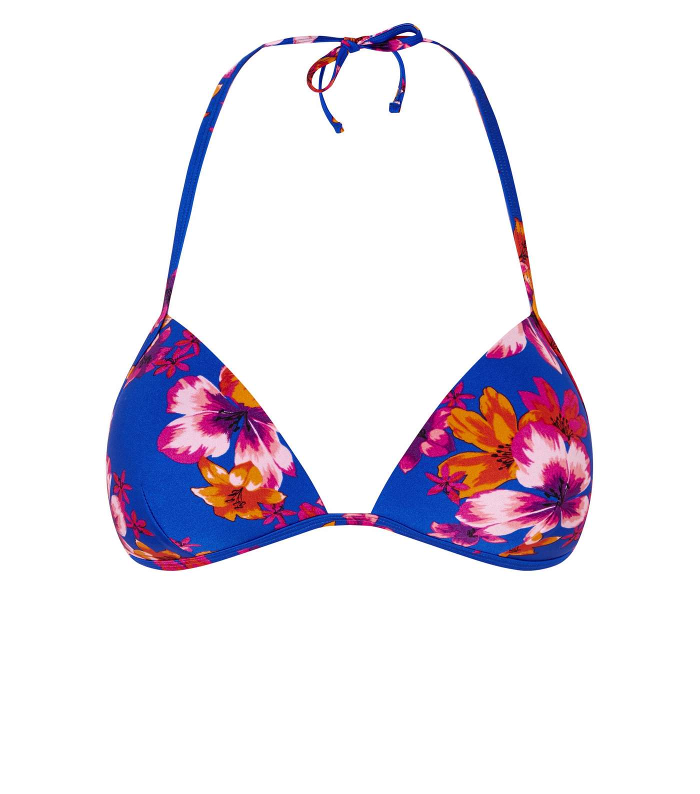 Blue Floral Triangle Bikini Top  Image 4