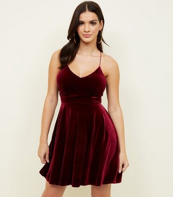 new look red velvet dress