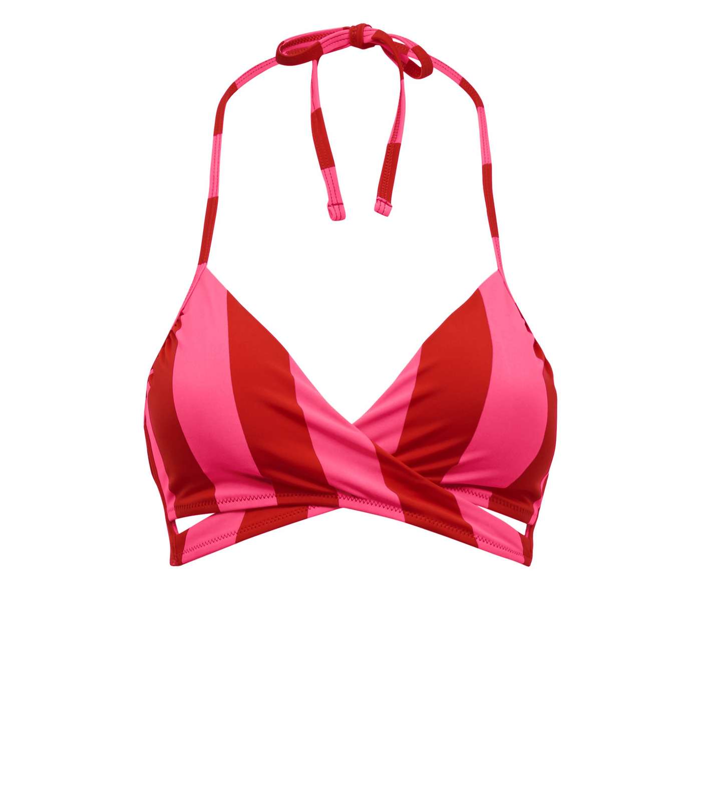 Pink Stripe Wrap Front Bikini Top Image 4