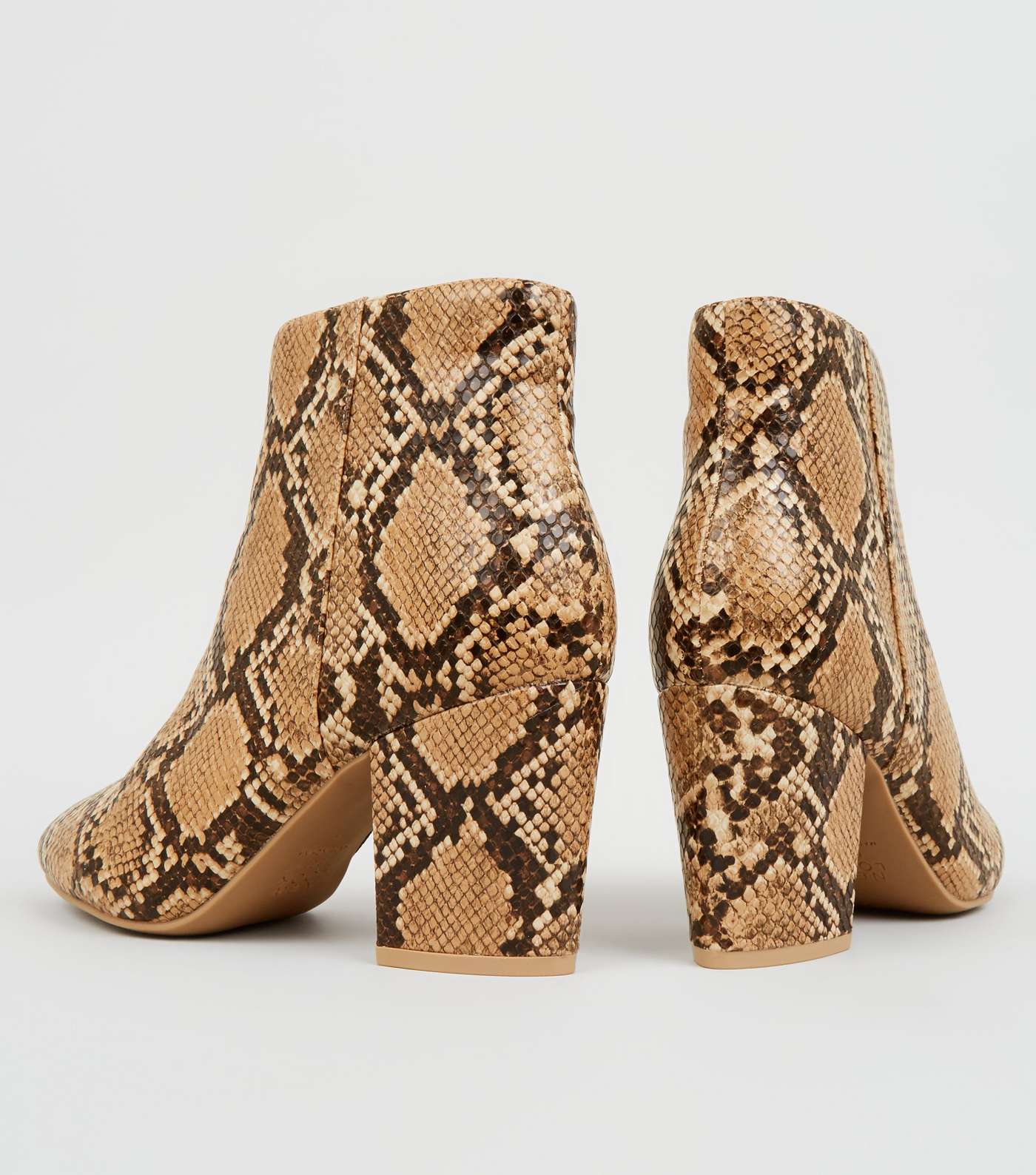 Brown Snake Print Block Heel Boots Image 3